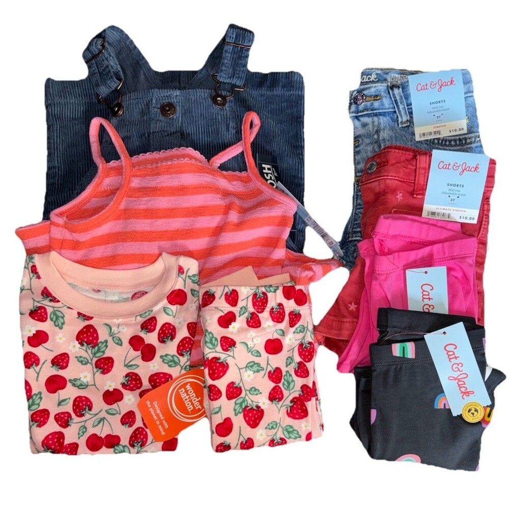 Cat & Jack Baby Girl 3T Clothing Lot 8pc NWT Dress Romper Shorts